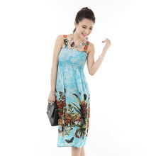 2013夏装新款 女式大码宽松连衣裙 传统风休闲时尚印花吊带裙薄